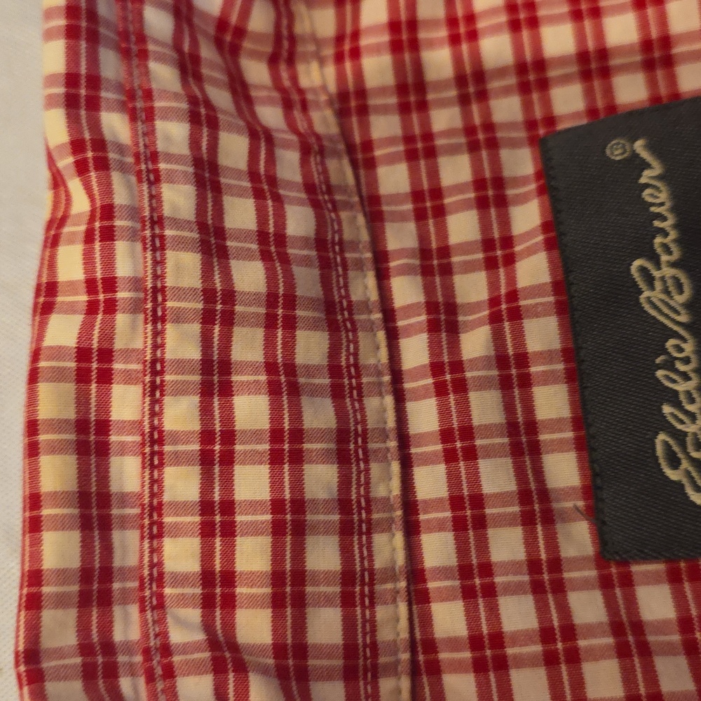 Eddie Bauer Men's Red White Checkered Long Sleeve Button-Down XXL - Picture 5 of 9